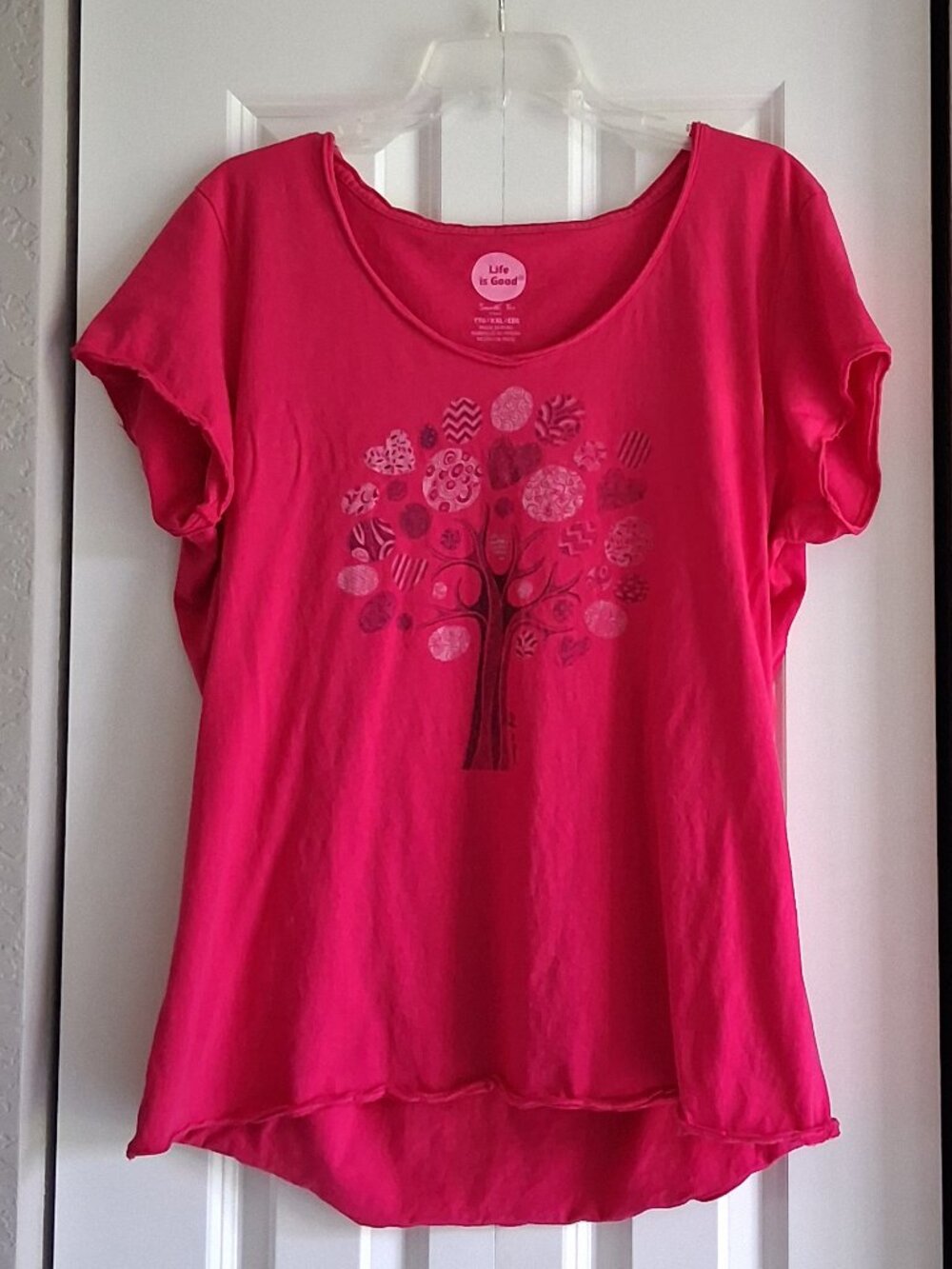 Life is Good Short Sleeve Fushia Pink Softee Tee Women's Size XXL